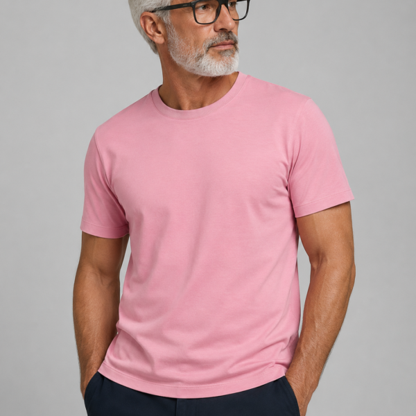 Мъжка тениска Frappoli от 100% мерсеризиран памук – пудрено розово